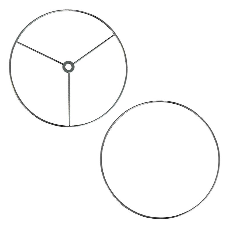 I Like That Lamp Wire Lamp Shade Rings with US Style Spider Fitter (8â€ Diameter), Includes 2 Galvanized Steel Silver Drum Rings, Make DIY Table/Floor/Pendant Lamps, For Lamps With Harps - Image 1